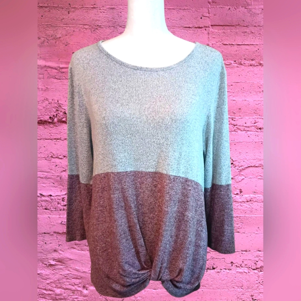 Color Block Women's Top - Gray and Purple - Picture 1 of 1